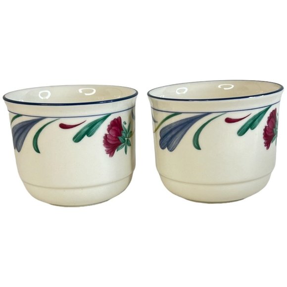 4 Lenox Chinastone Poppies on Blue Flat Cups Mugs Coffee Cup Set Vintage Lot USA - Picture 3 of 12